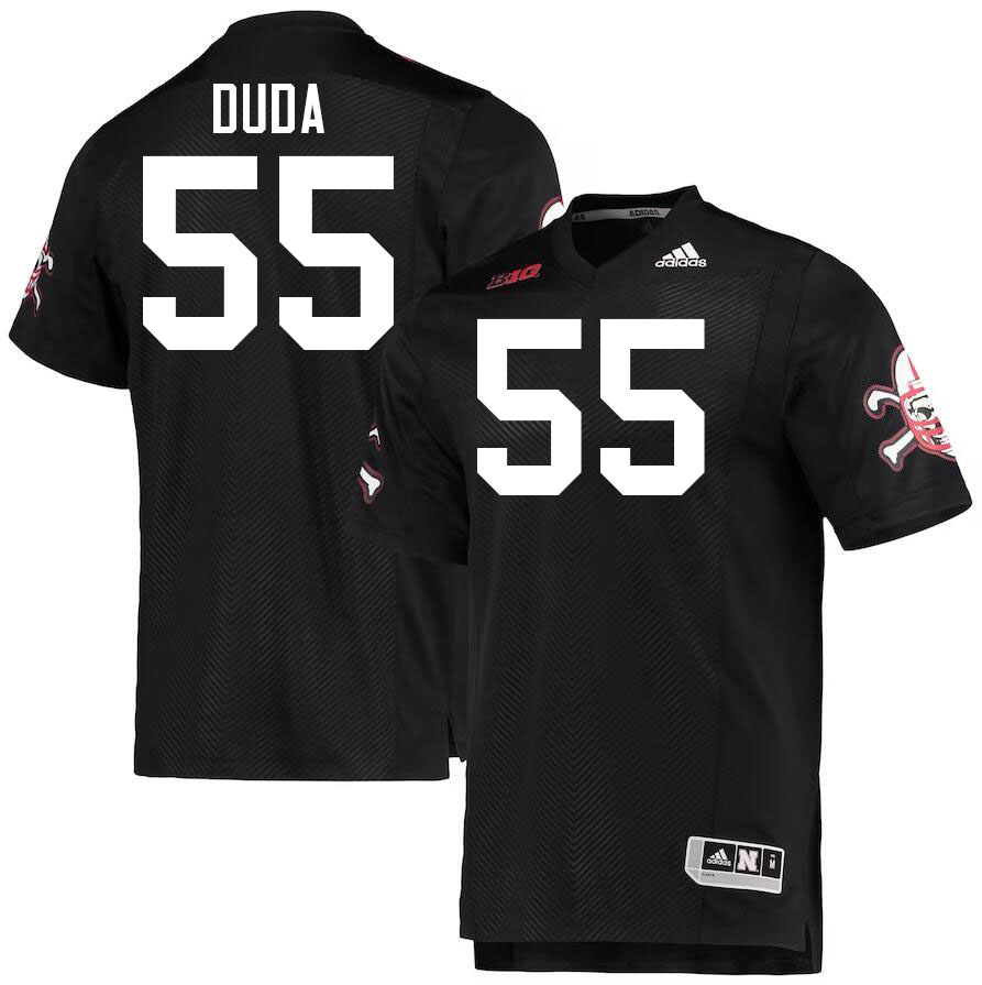 Nebraska Cornhuskers #55 Ethan Duda College Football Jerseys Stitched-Black